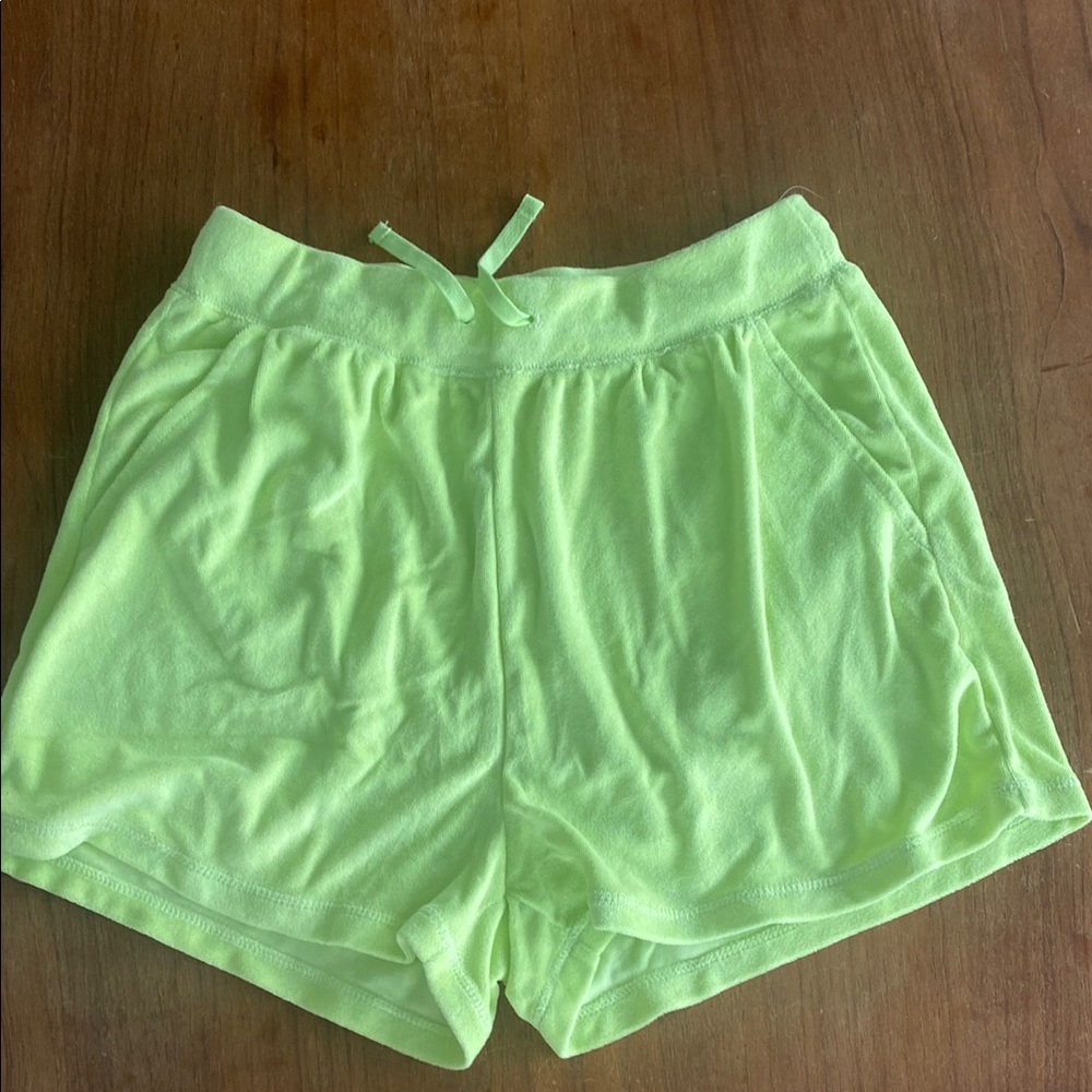 Women's old Navy highlighter Neon Green Shorts. Large. Terry cloth. EUC ☀️